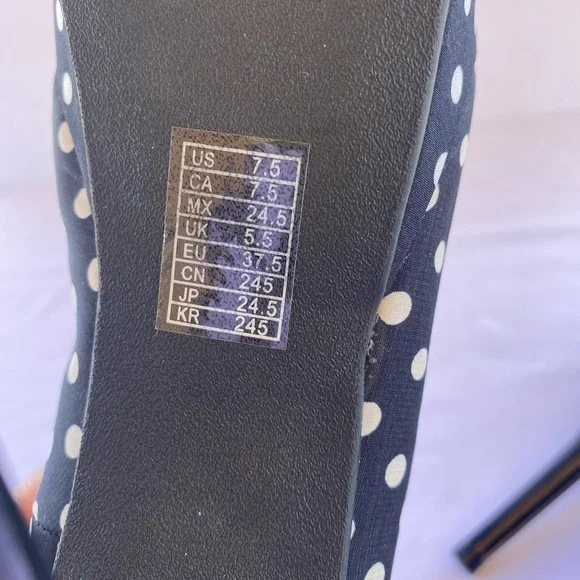 🛍️🛍️🛍️ Forever21 Black with White polka dots High Heels, sz 7.5, Used - Picture 12 of 16